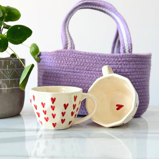 Heart Mug Set of 2 &  1 Lavender Basket 💜☕