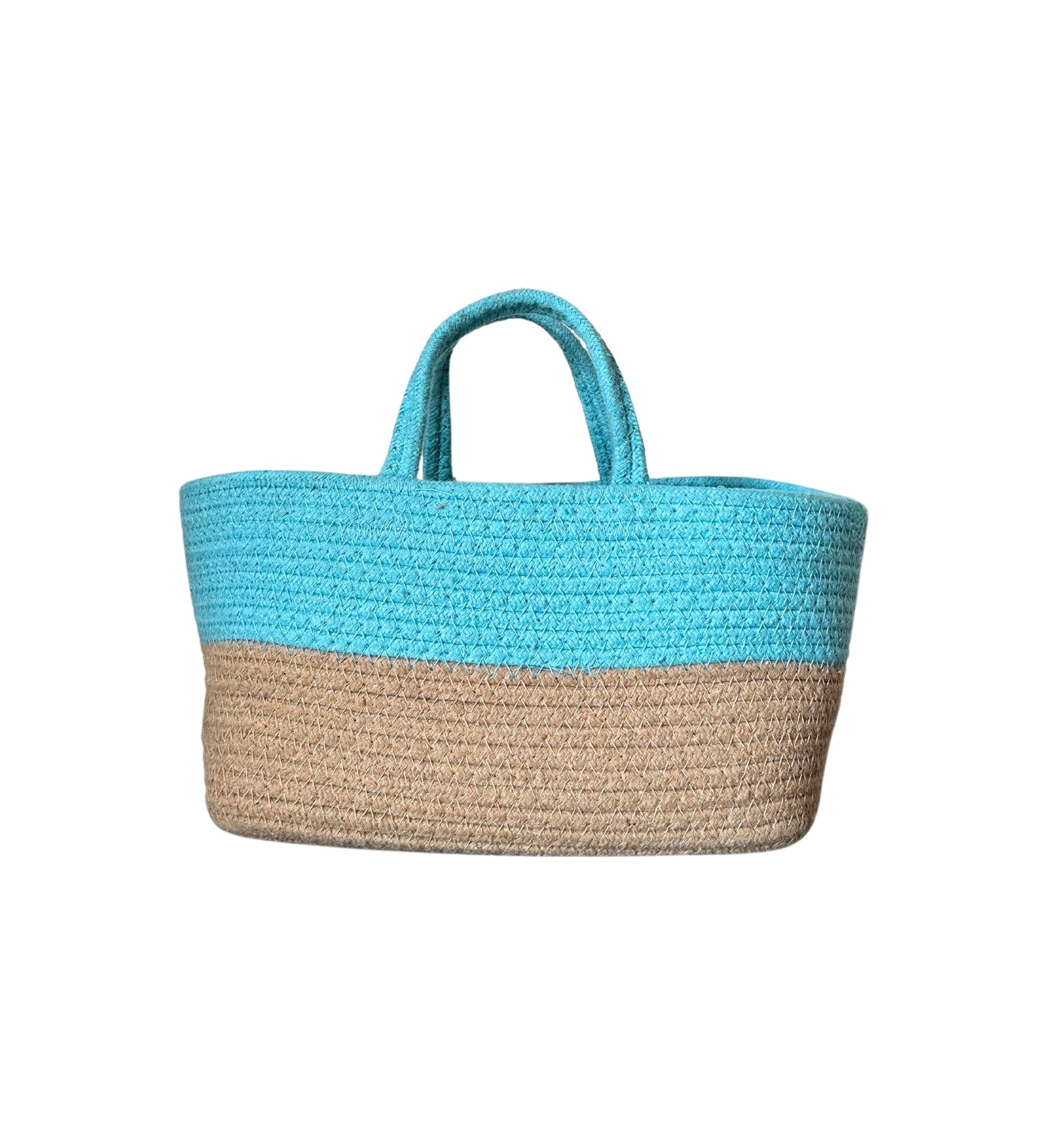 Twin Tone Basket- Ice Blue And Beige - jasmeyhomes