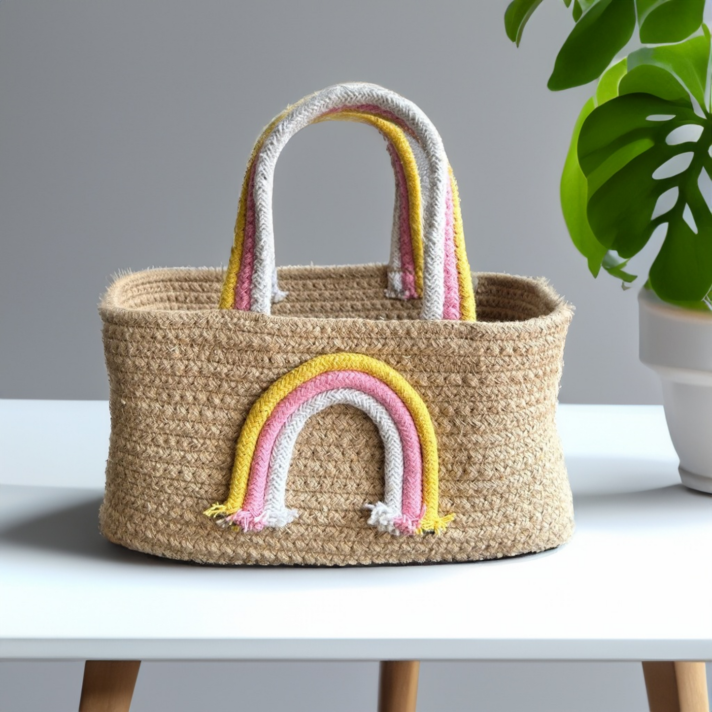 Set of 2 Cotton Rainbow Baskets