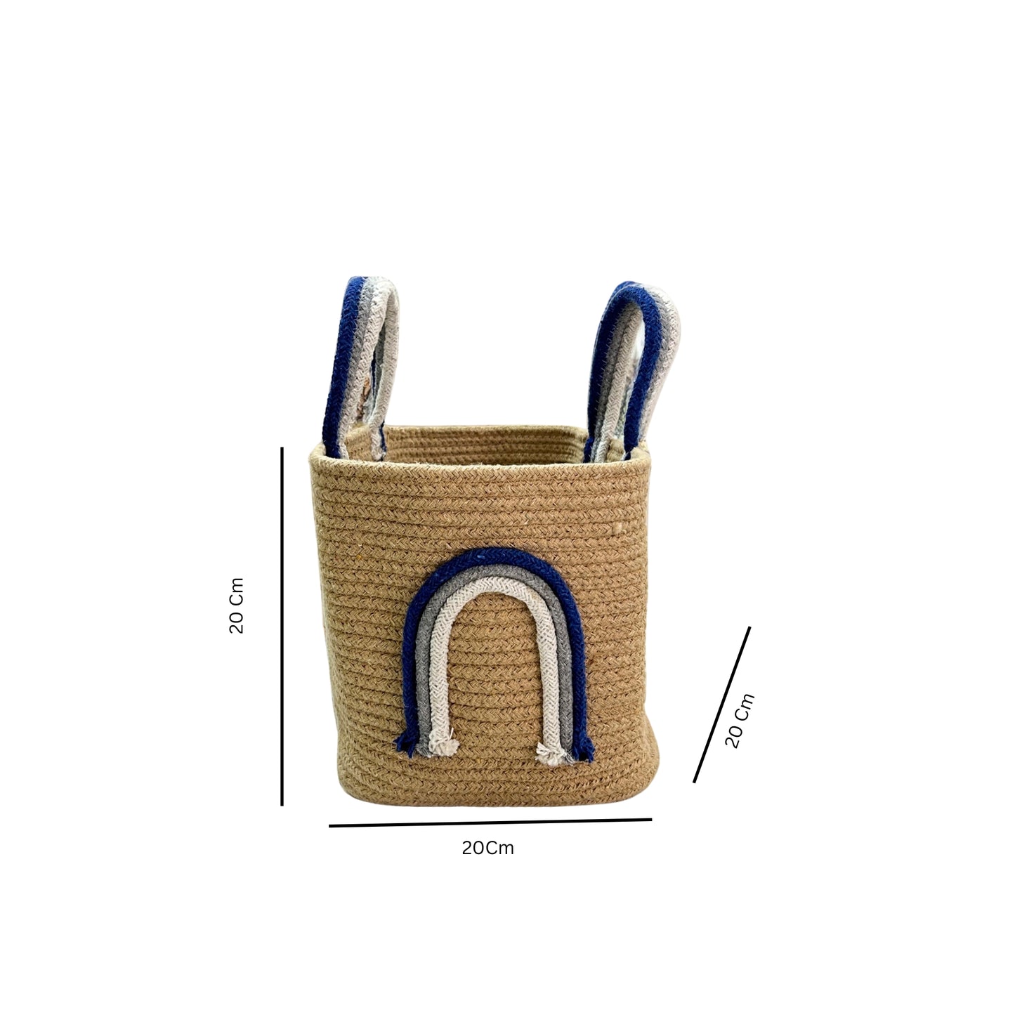 BLUE  Rainbow Handle Storage Baskets- Beige & Blue