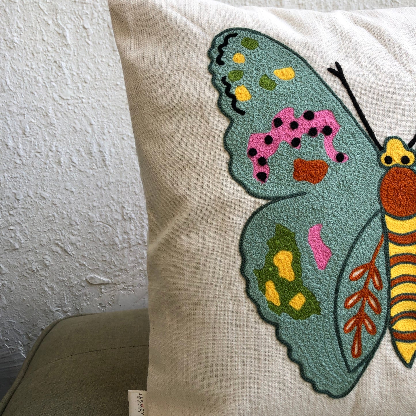 Embroidered Cushion Cover - Butterfly