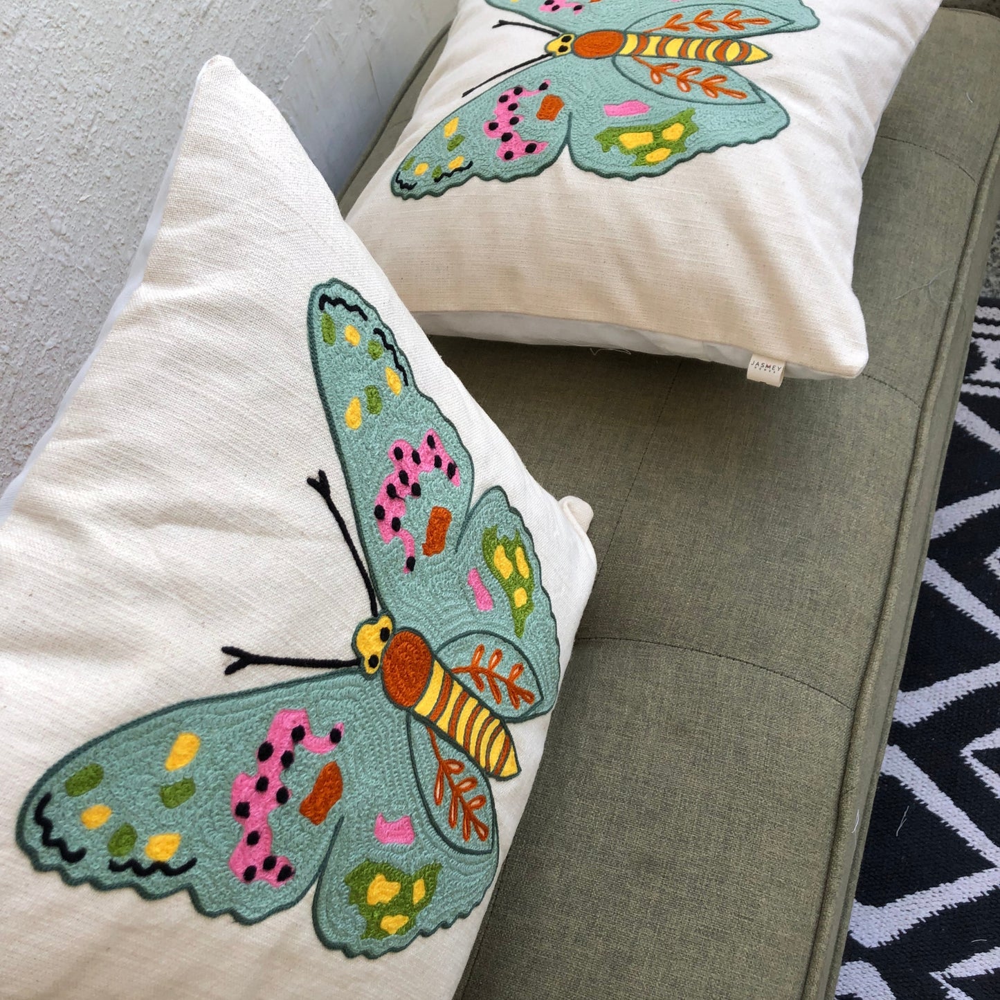 Embroidered Cushion Cover - Butterfly