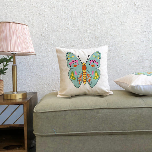 Embroidered Cushion Cover - Butterfly