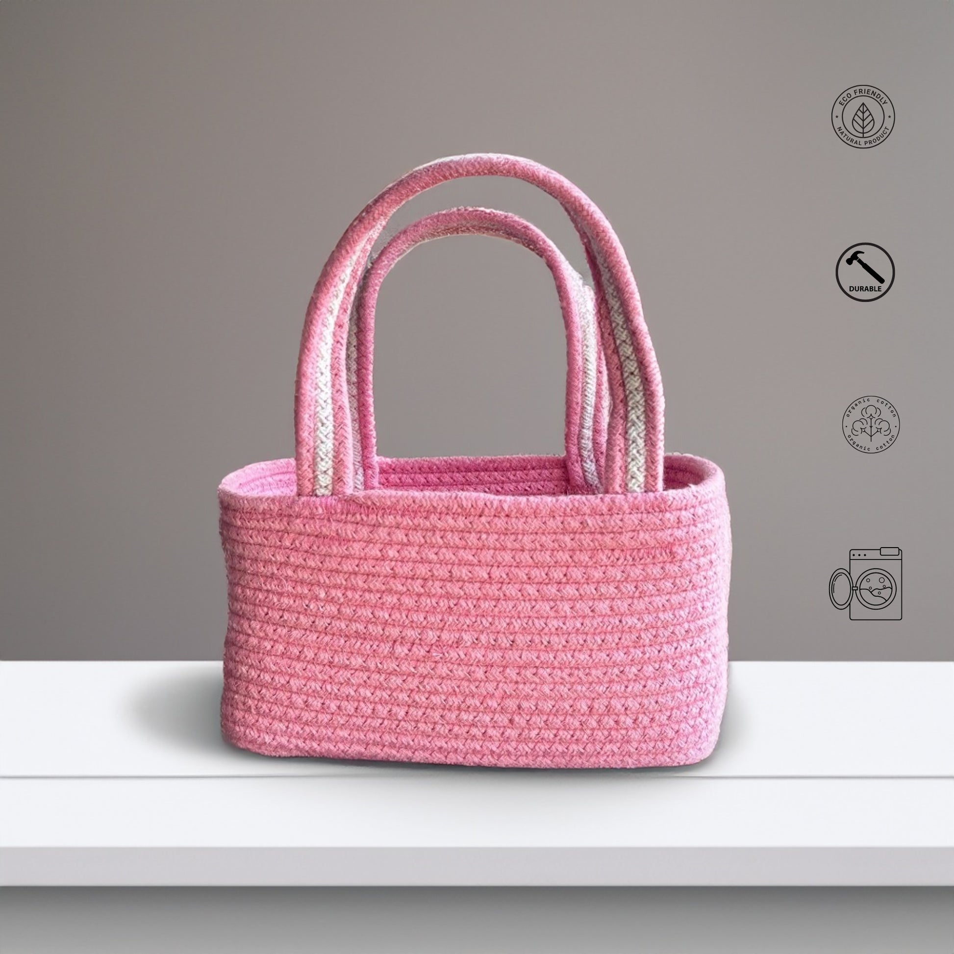 Boho Storage Basket- Baby Pink - jasmeyhomes