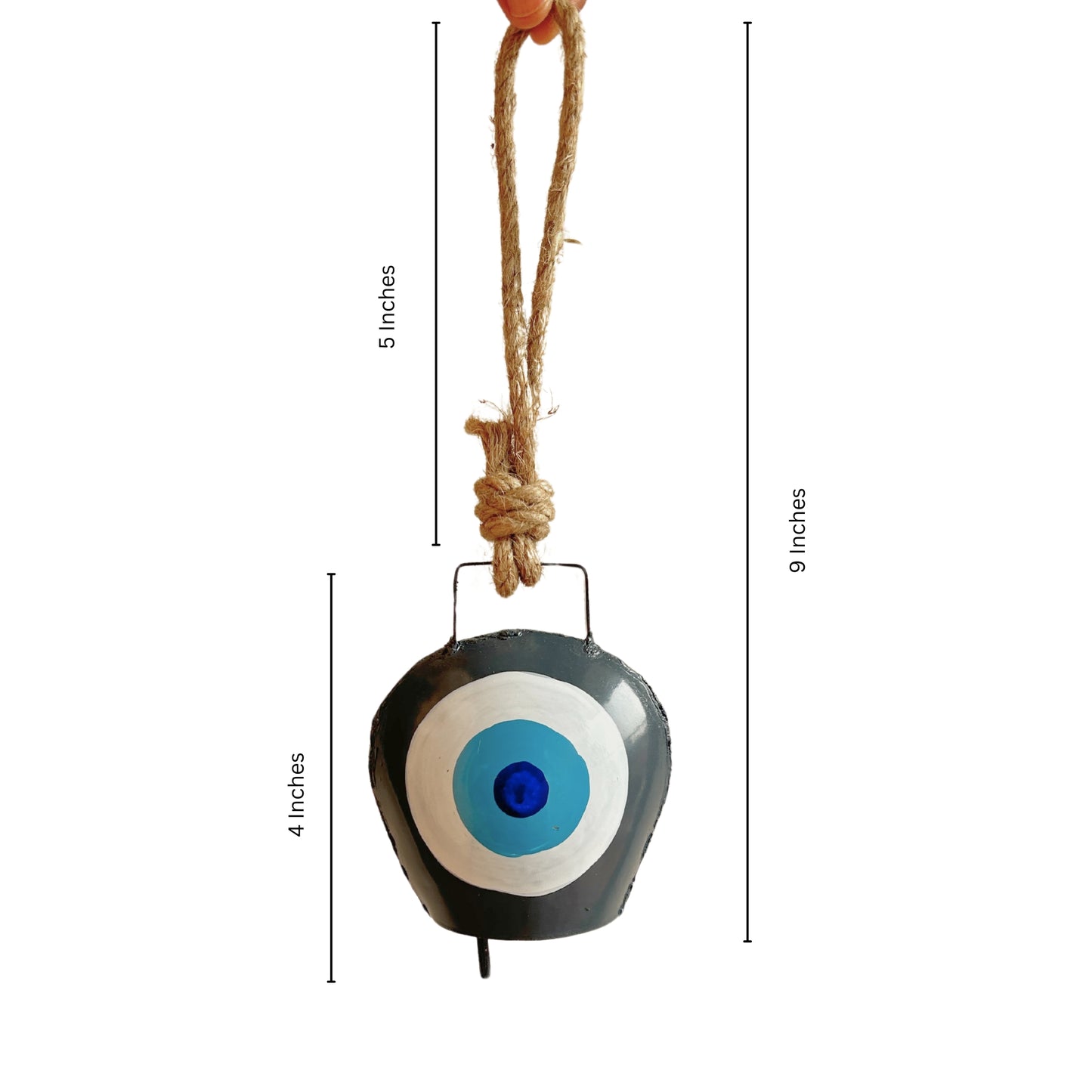 Grey Evil Eye Cow Bell for Wall Decor