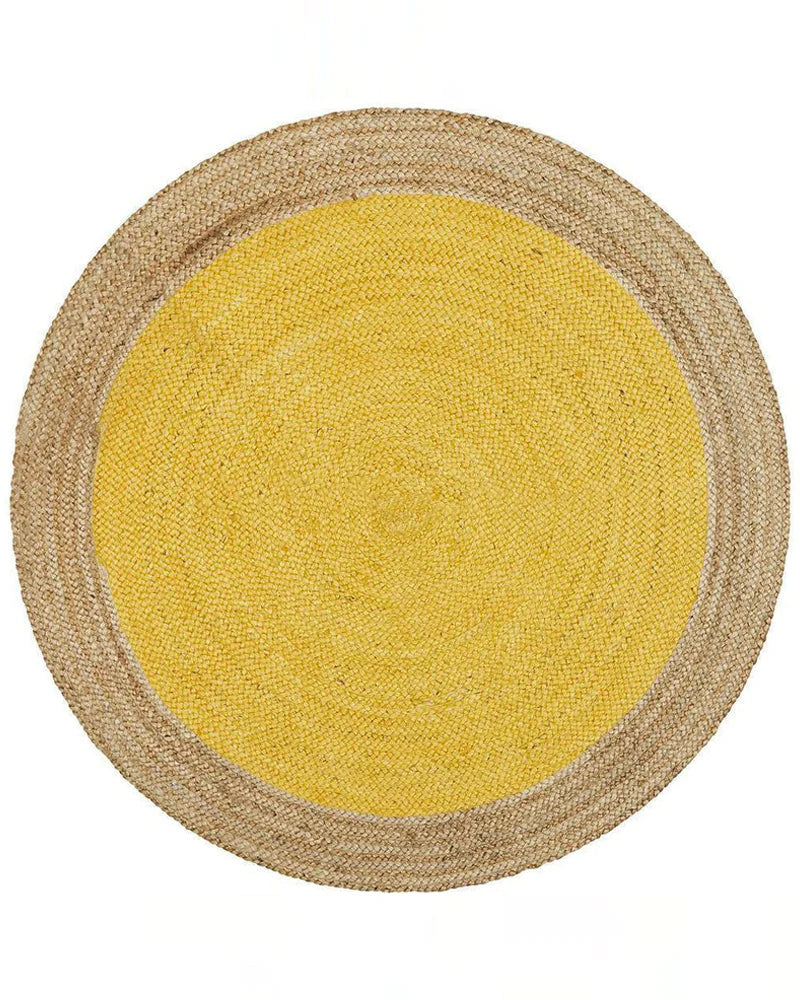 Round Yellow Jute Area Rug