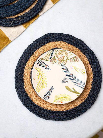 Double Ring Jute Placemat - Blue - jasmeyhomes