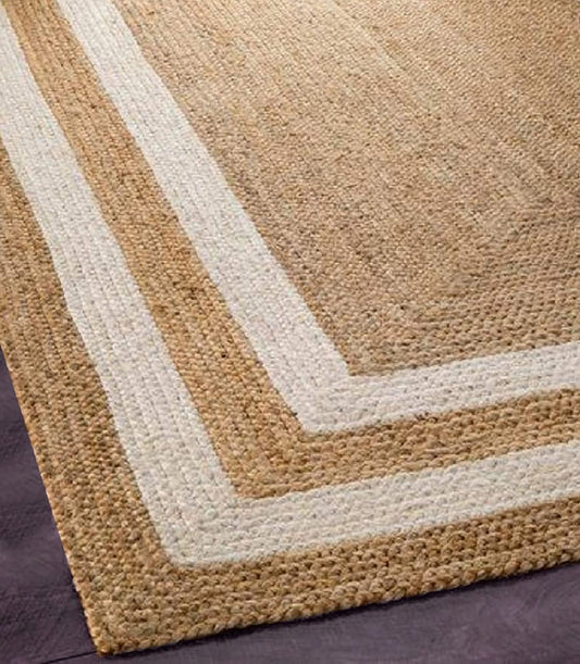 JASMEY HOMES | WHITE AND BEIGE COLOUR JUTE RUGS - jasmeyhomes