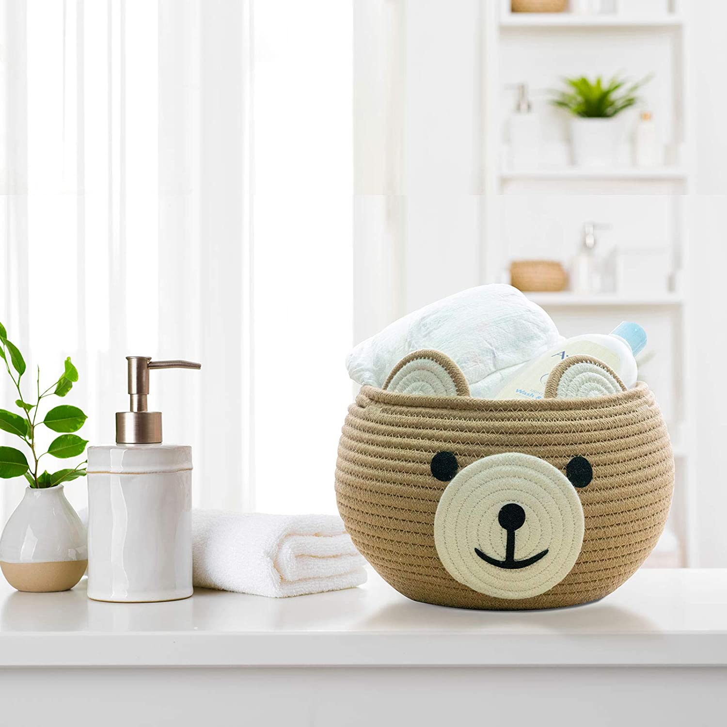 Cute Bear Round Toy Basket | Bedroom Storage |Bakset for Children - jasmeyhomes