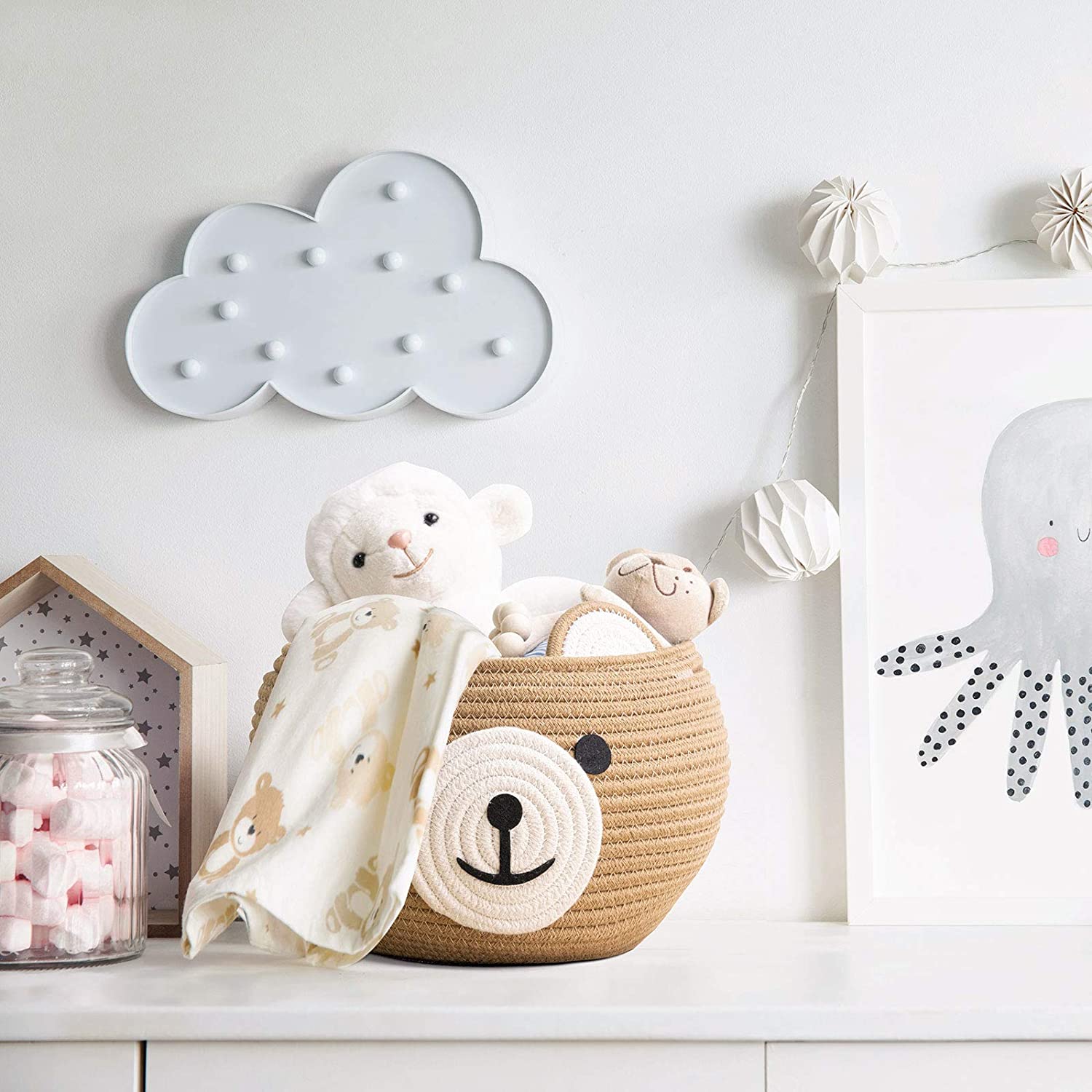 Cute Bear Round Toy Basket | Bedroom Storage |Bakset for Children - jasmeyhomes