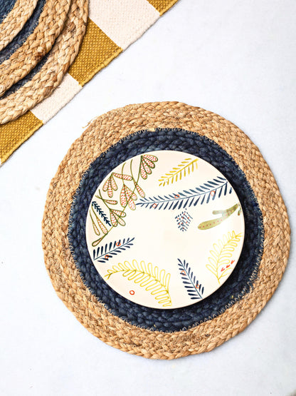 Monochrome Jute Placemats - Blue - jasmeyhomes