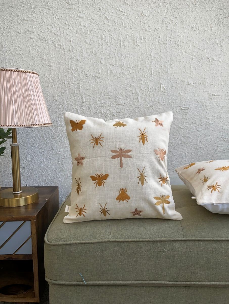 Embroidered Cushion Cover - Fireflies - jasmeyhomes