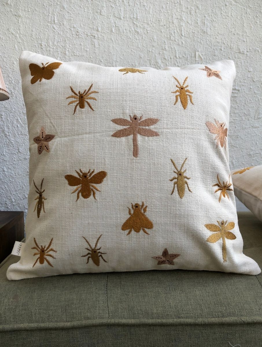 Embroidered Cushion Cover - Fireflies - jasmeyhomes