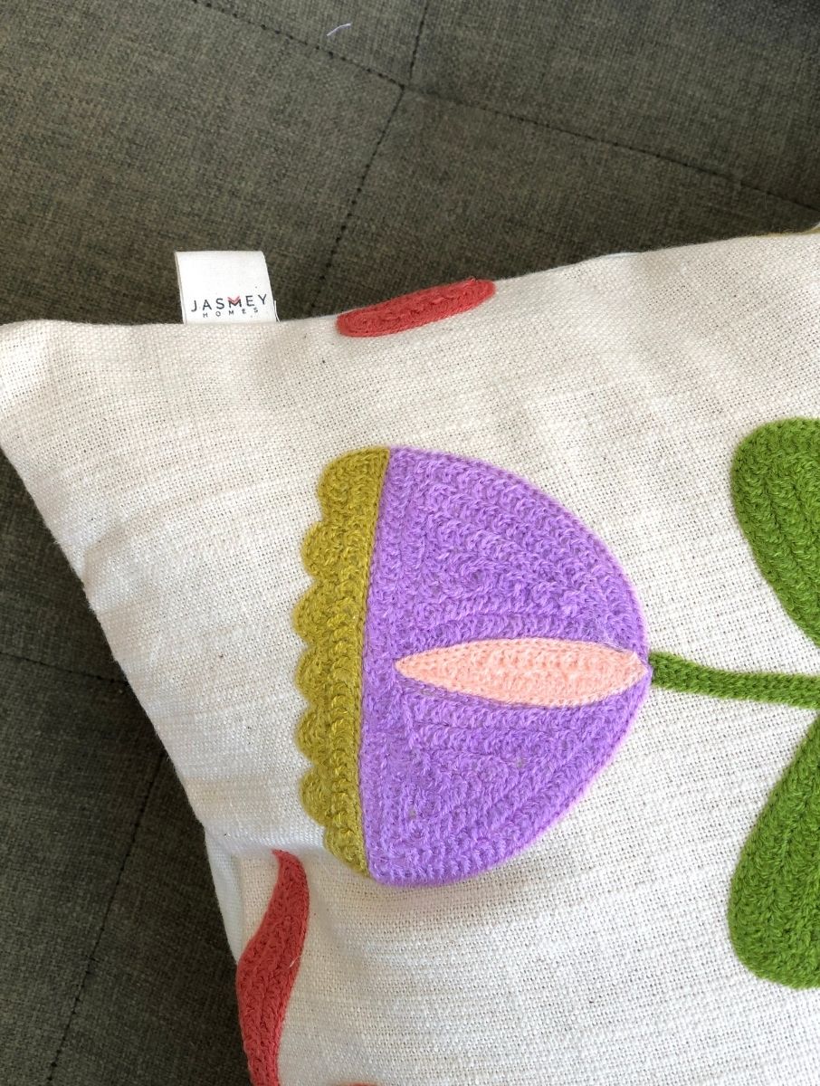 Embroidered Cushion Cover - Floral - jasmeyhomes