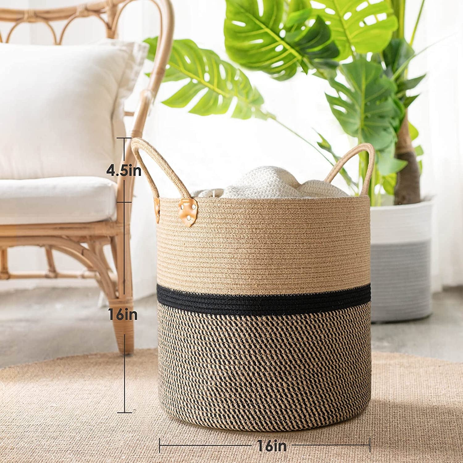 Colossal Laundry Basket - 16 Inches | Black - jasmeyhomes