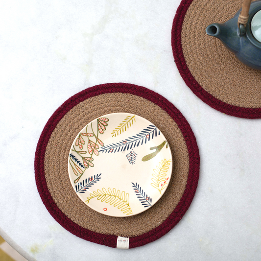 Set of 2 Reversible Placemats- Outer Ring | Maroon - jasmeyhomes