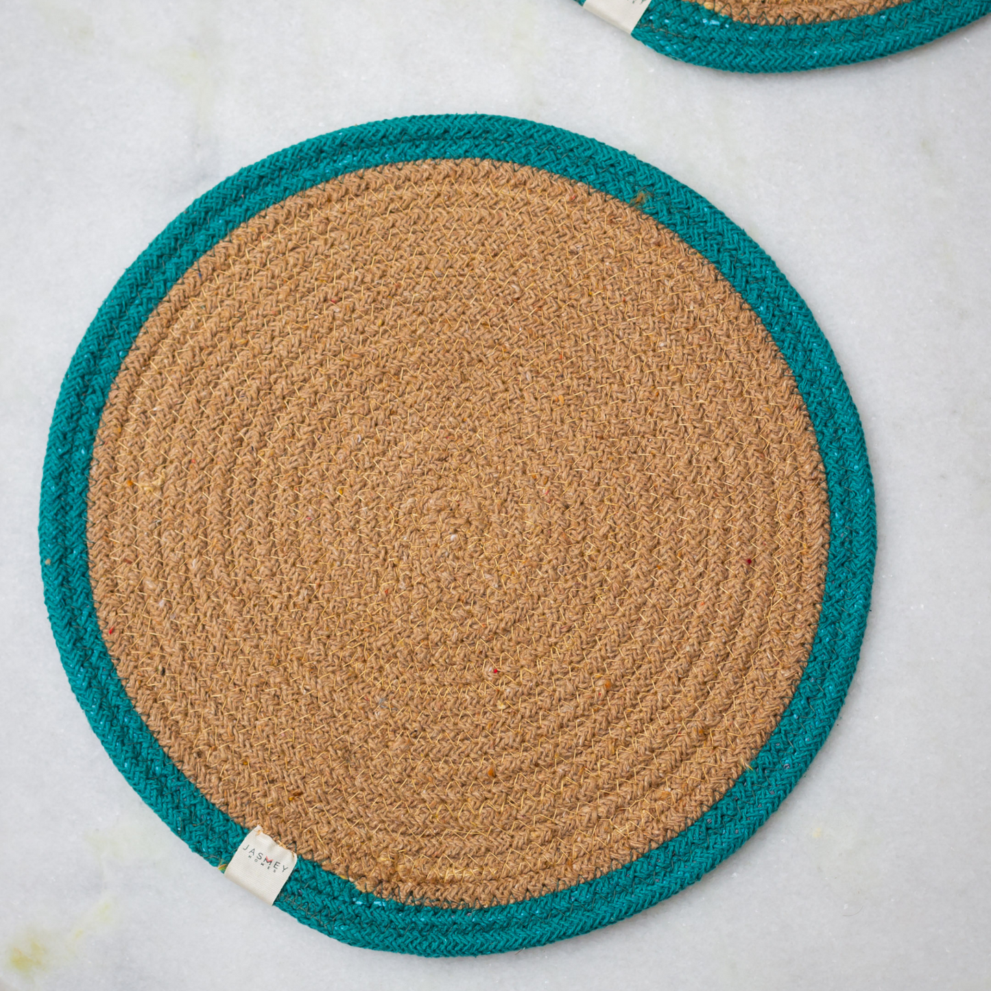 Set of 2 Reversible Placemats- Outer Ring | Teal - jasmeyhomes