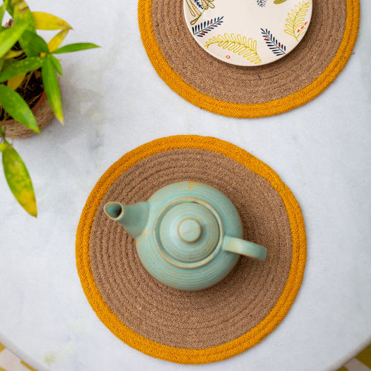 Set of 2 Reversible Placemats- Outer Ring | Mustard - jasmeyhomes