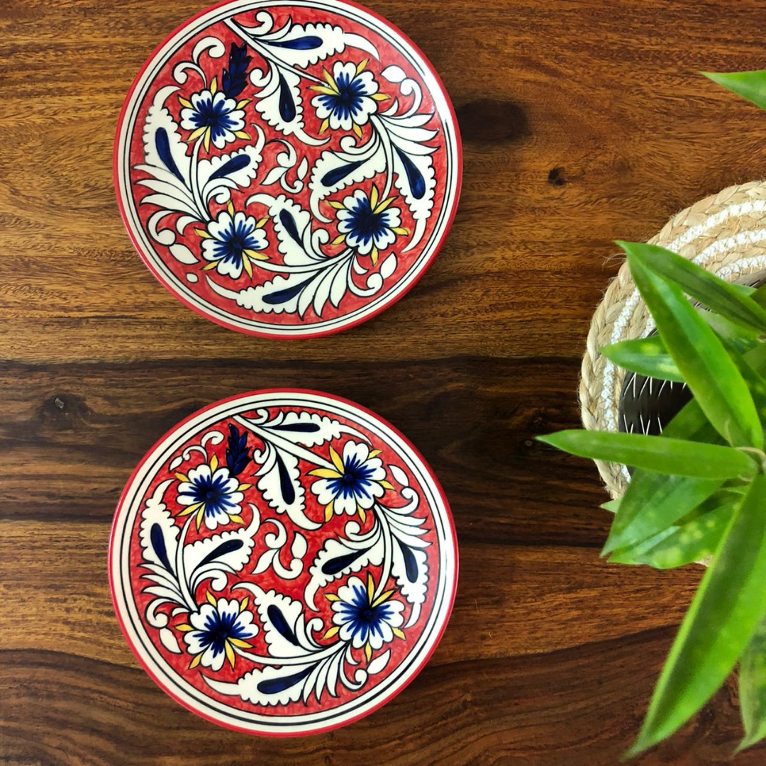 Hand Painted Dessert Plates- Mughal Art - jasmeyhomes