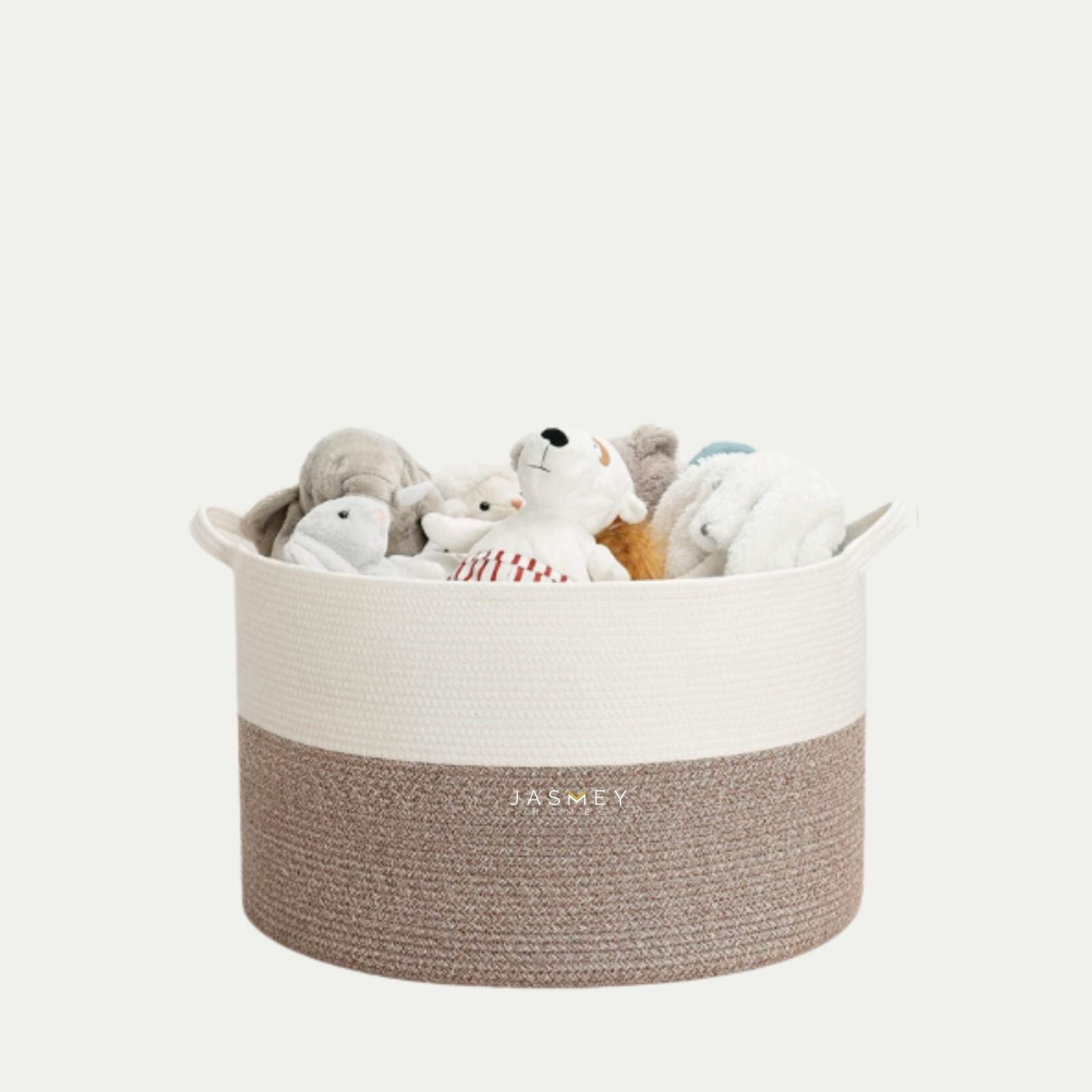 Spacious White & Beige Storage Basket - jasmeyhomes
