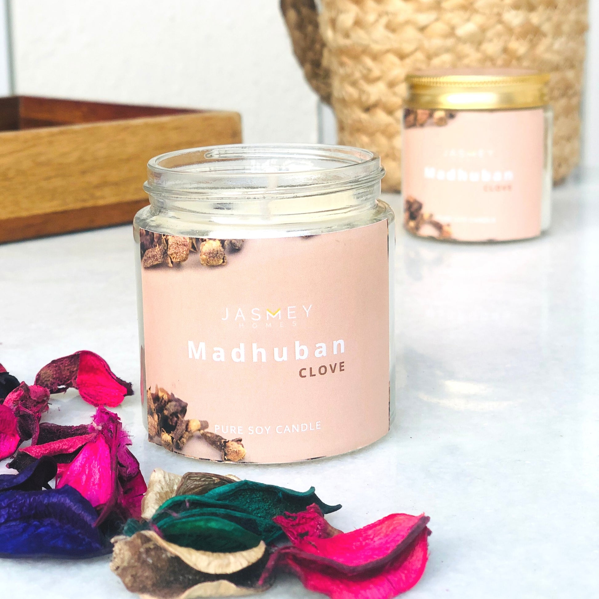 JASMEY HOMES | SET OF 2 SCENTED CANDLE- CLOVE AND LAVENDER - PURE SOY - jasmeyhomes