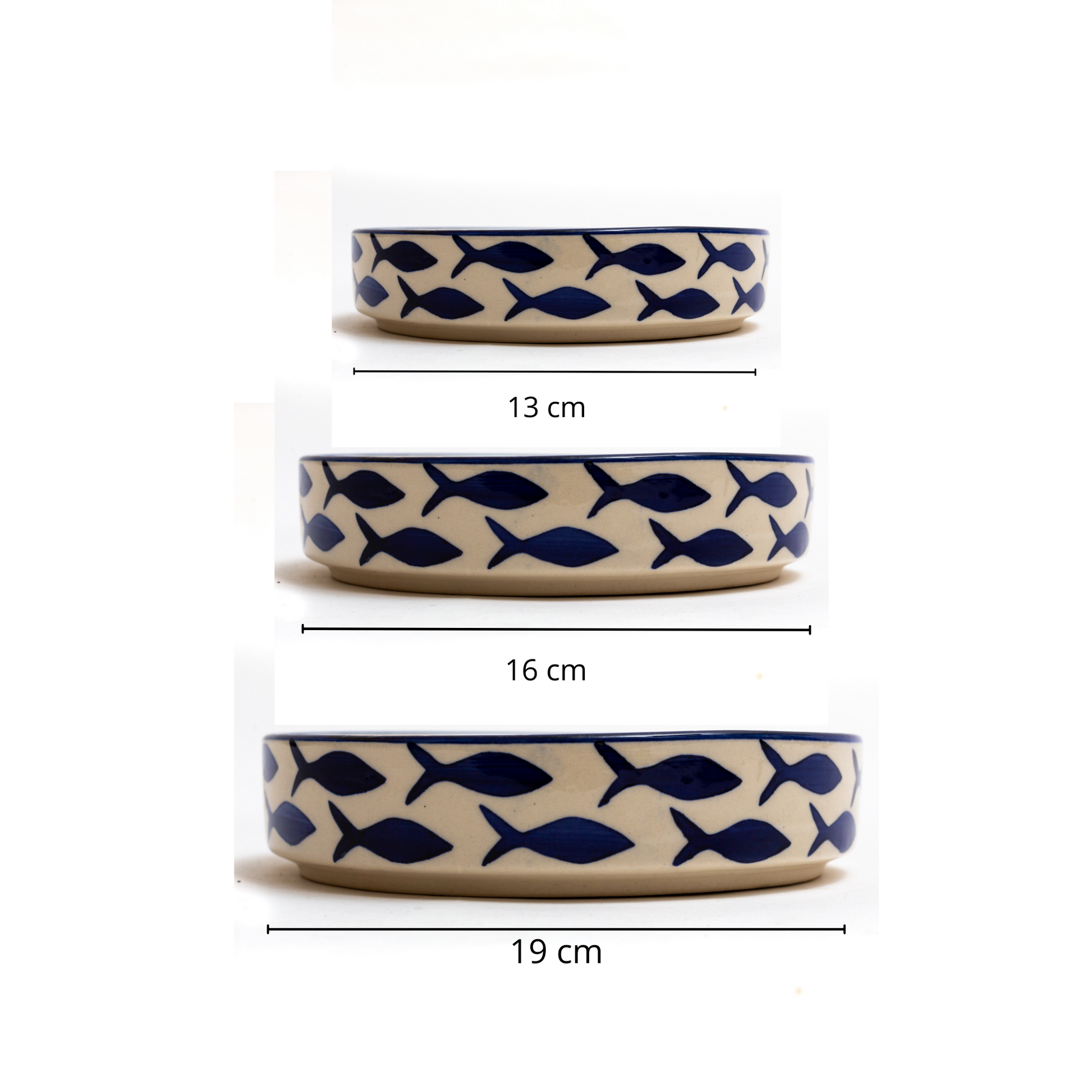 'Fish Art' Set of 3 Ceramic Platters - jasmeyhomes