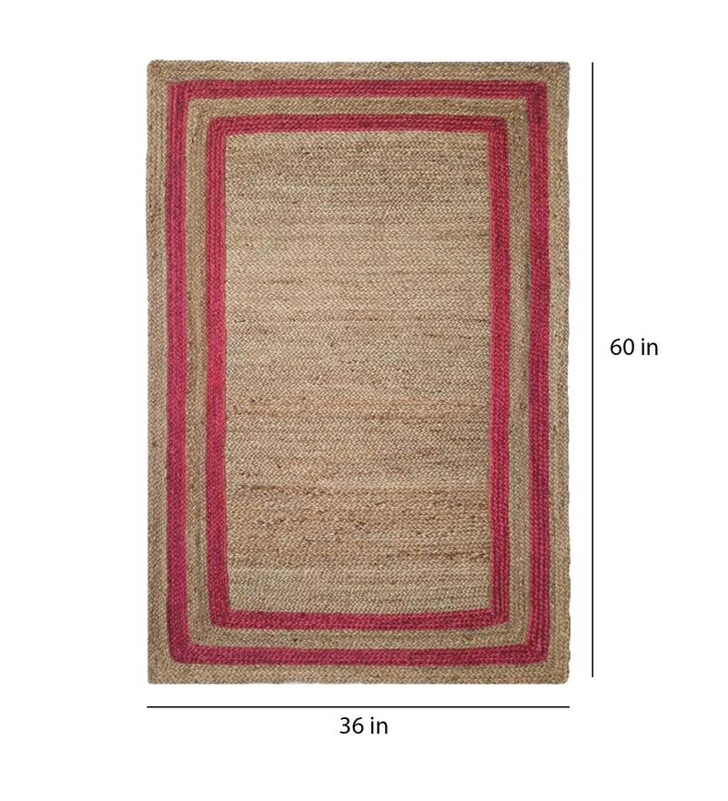 RED AND BEIGE COLOUR JUTE RUGS - jasmeyhomes
