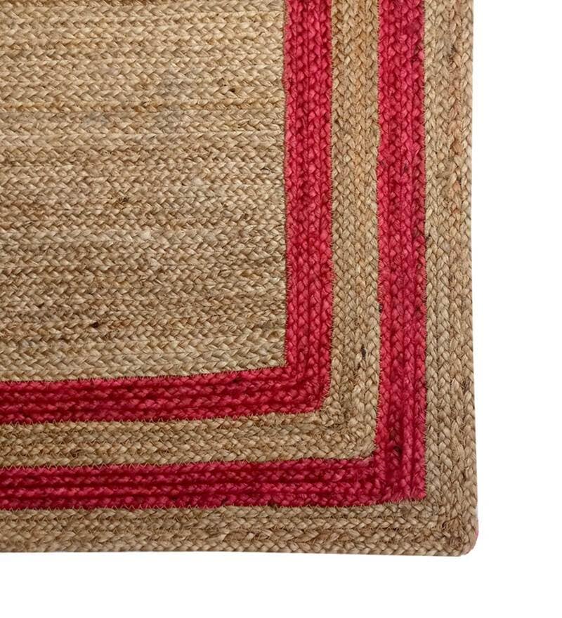 RED AND BEIGE COLOUR JUTE RUGS - jasmeyhomes